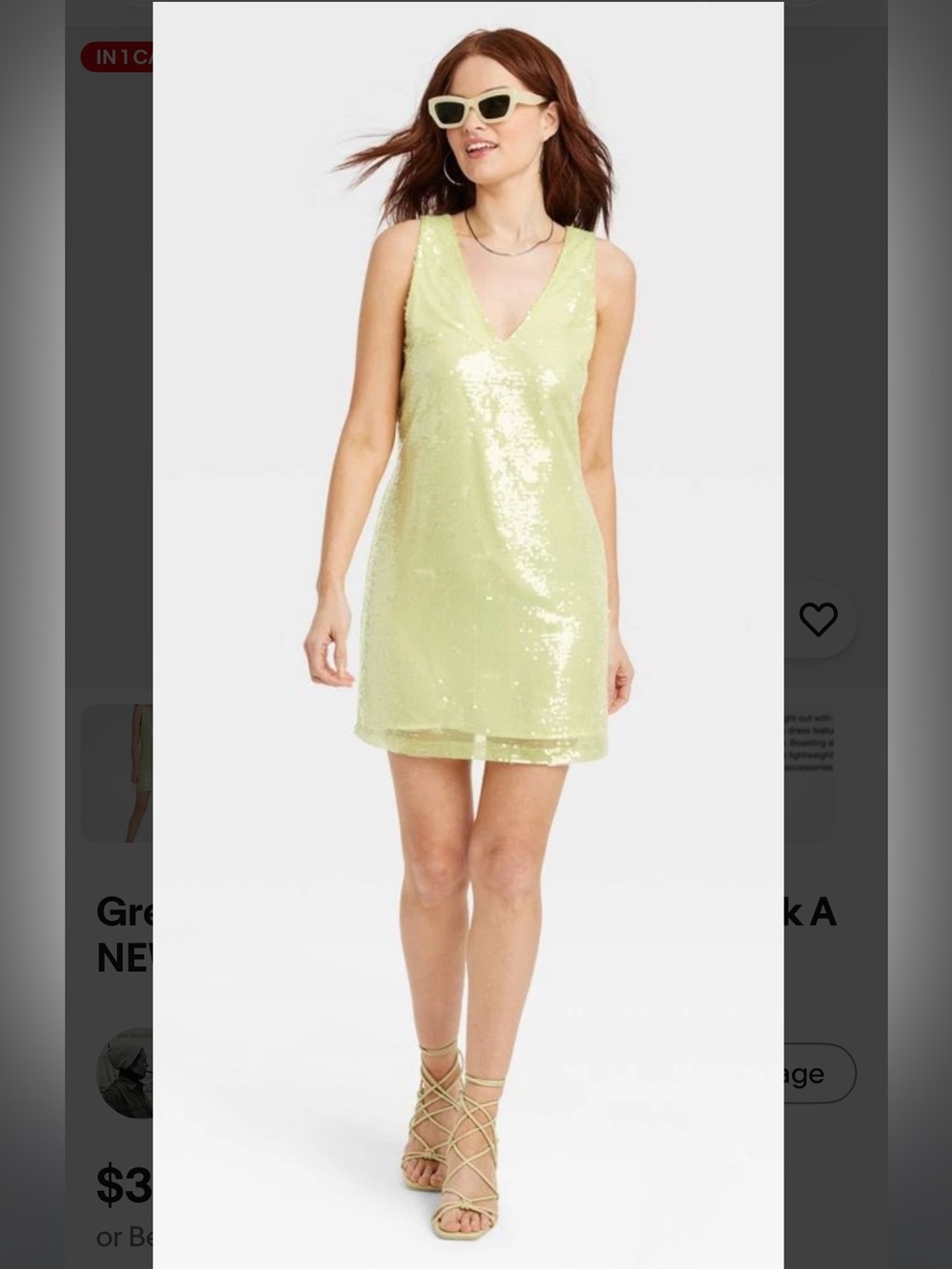 a new day Lime Sequin V-Neck Mini Dress